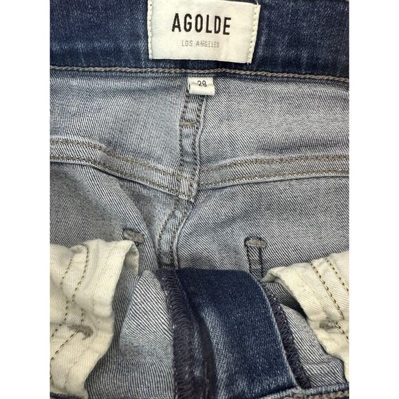 AGOLDE Sophie Mid Rise Skinny Size 28 Crop Ankle Raw Hem Jeans - Picture 9 of 12